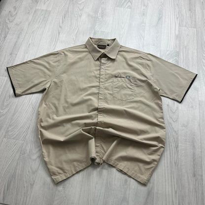 VINTAGE Y2K BILLABONG BUTTON UP SHORT SLEEVE SHIRT BEIGE