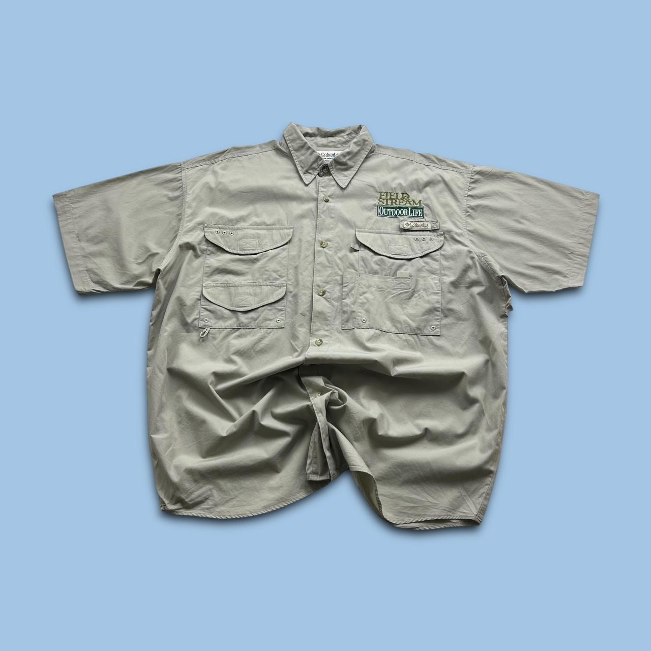 VINTAGE Y2K COLUMBIA UTILITY SHORT SLEEVE SHIRT BEIGE
