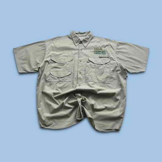 VINTAGE Y2K COLUMBIA UTILITY SHORT SLEEVE SHIRT BEIGE
