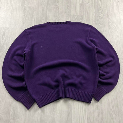 VINTAGE Y2K POLO RALPH LAUREN CHUNKY KNITTED JUMPER PURPLE