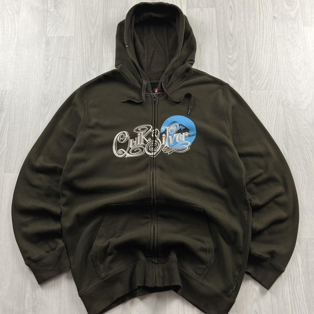 VINTAGE Y2K QUIKSILVER ZIP GRAPHIC HOODIE BROWN