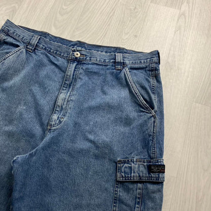 VINTAGE WRANGLER BAGGY CARPENTER JORTS BLUE (38w)