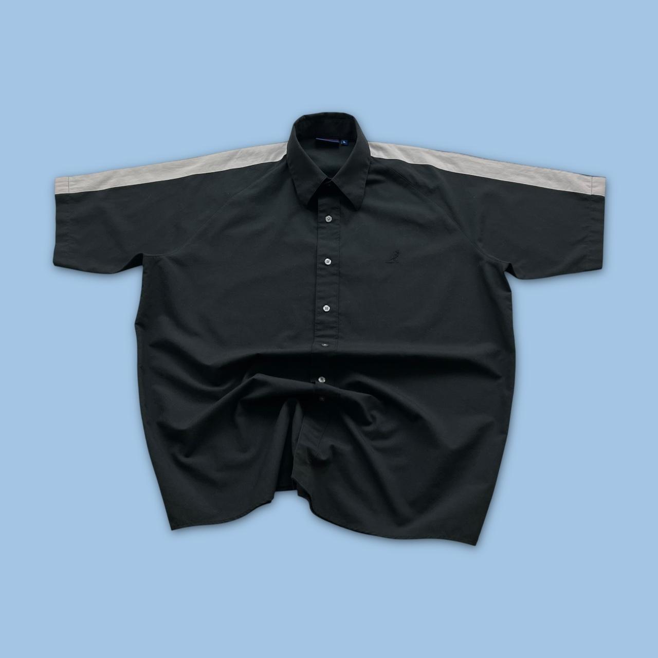 VINTAGE Y2K KANGOL SHORT SLEEVE SHIRT BLACK GREY