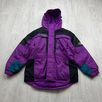 VINTAGE 00s COLUMBIA TECHNICAL SKI HOODED JACKET PURPLE BLACK