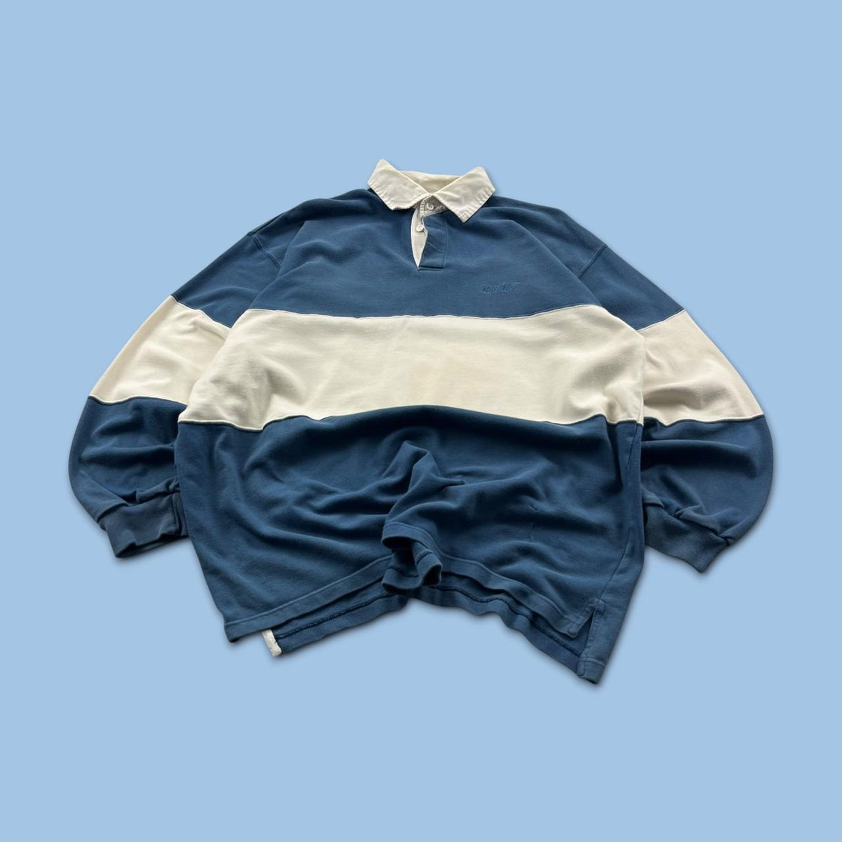VINTAGE Y2K NAF NAF STRIPED LONG SLEEVE RUGBY POLO SHIRT