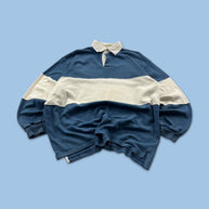 VINTAGE Y2K NAF NAF STRIPED LONG SLEEVE RUGBY POLO SHIRT