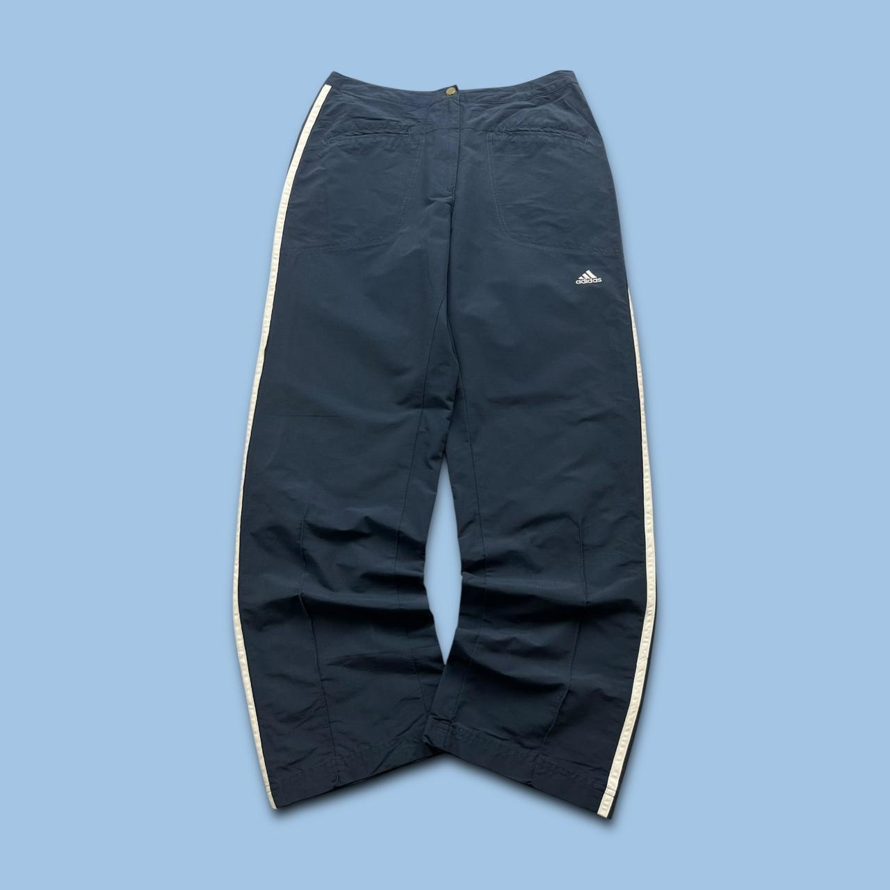 VINTAGE Y2K ADIDAS LOW RISE BAGGY TRACKSUIT BOTTOMS NAVY