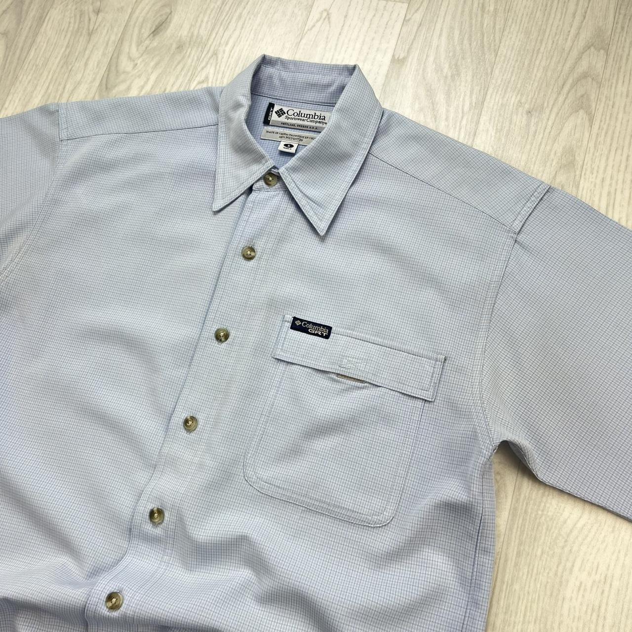 VINTAGE 00s MAMMUT GINGHAM SHORT SLEEVE BUTTON UP SHIRT LIGHT BLUE