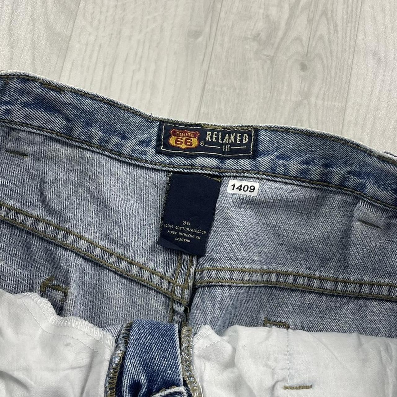 VINTAGE ROUTE 66 BAGGY LOOSE SKATER JORTS BLUE (36w)