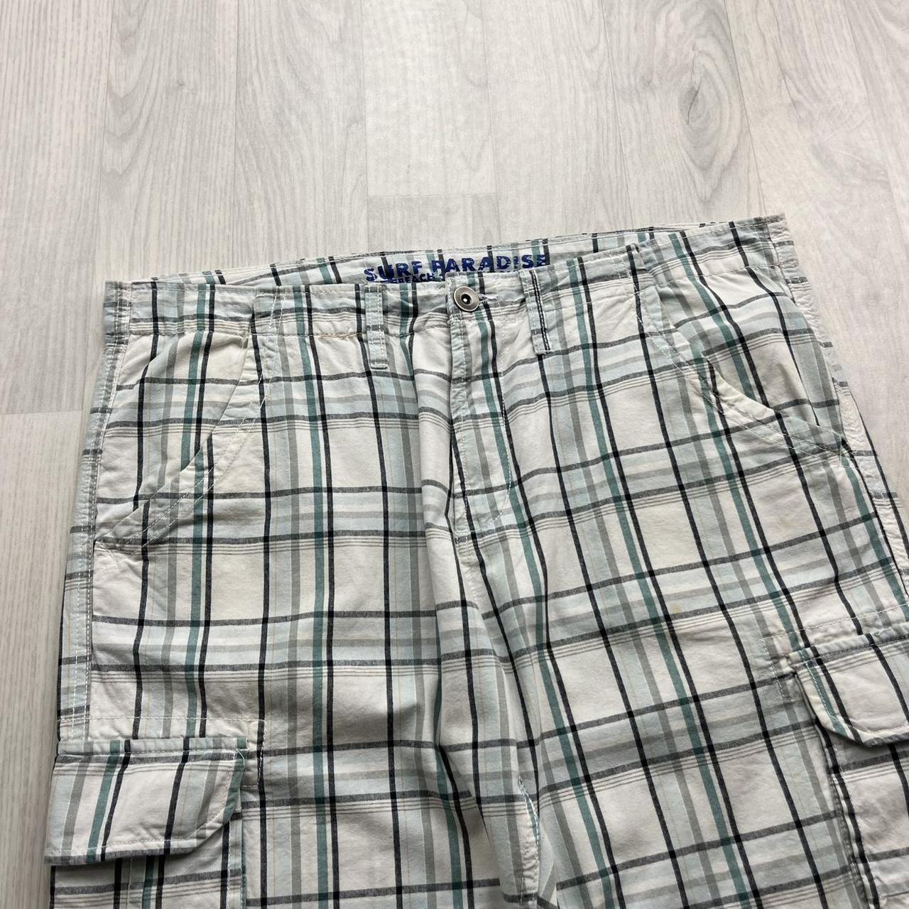VINTAGE Y2K BAGGY CHECKERED PLAID SHORTS WHITE