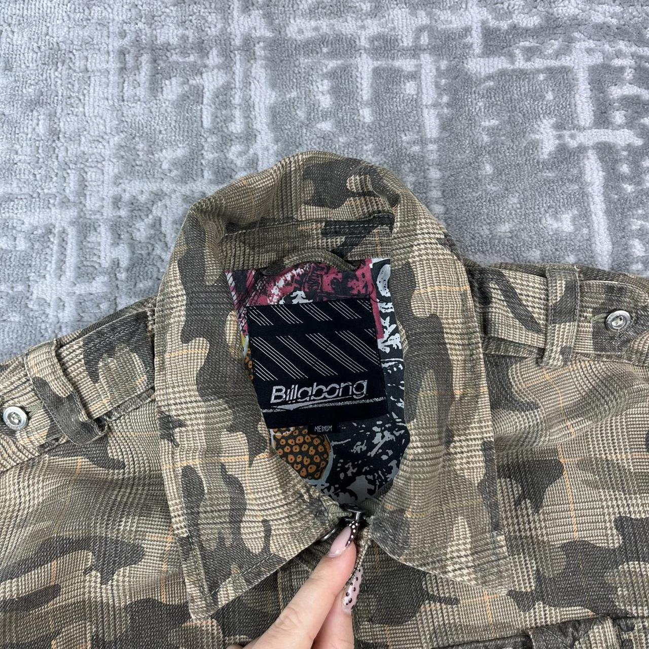 VINTAGE Y2K BILLABONG UTILITY CAMO PLAID JACKET KHAKI
