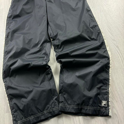 VINTAGE Y2K FILA BAGGY WIDE LEG TRACKSUIT BOTTOMS FADED BLACK