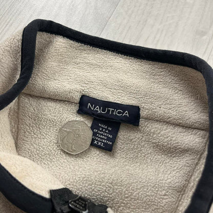 VINTAGE Y2K NAUTICA ZIP UP FLEECE CREAM BLACK