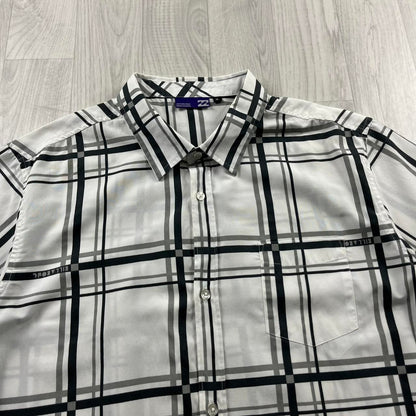 VINTAGE BILLABONG CHECKERED SHORT SLEEVE SURF SHIRT WHITE