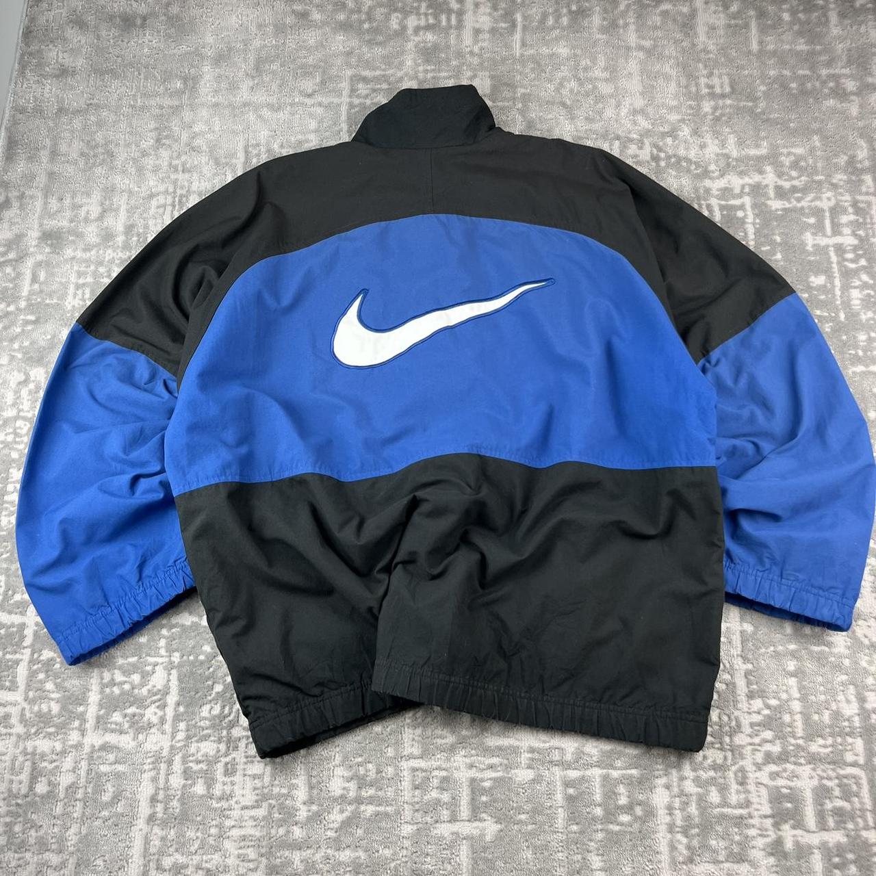 VINTAGE 90s NIKE SPORTY WINDBREAKER TRACKSUIT JACKET BLUE / BLACK