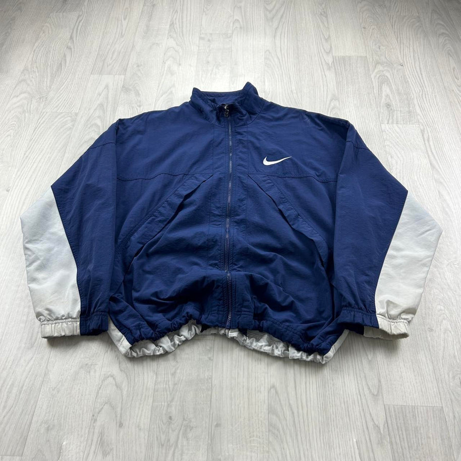 VINTAGE 90s NIKE LIGHTWEIGHT TRACK JACKET BLUE / WHITE