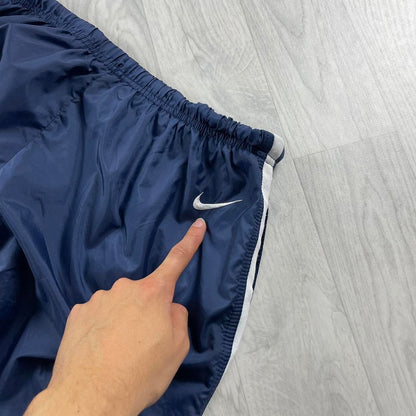 VINTAGE 90s NIKE BAGGY SHELL TRACKSUIT BOTTOMS NAVY (L)