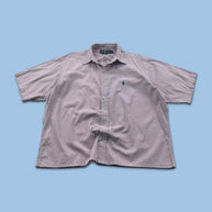 VINTAGE 00s RALPH LAUREN STRIPED CROPPED SHORT SLEEVE BUTTON UP SHIRT PURPLE