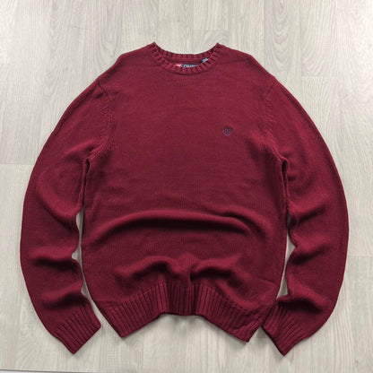 VINTAGE Y2K CHAPS CHUNKY KNITTED JUMPER BURGUNDY