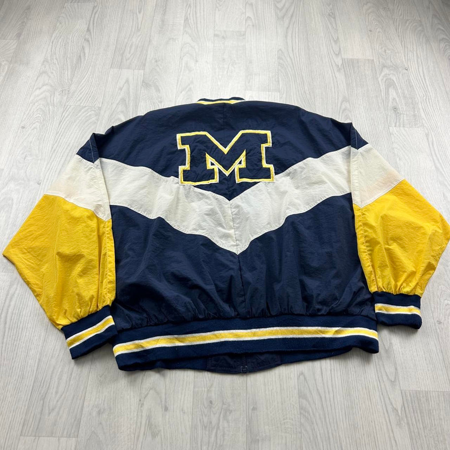 VINTAGE 90s NIKE MICHIGAN WOLVERINES TRACK JACKET NAVY / YELLOW
