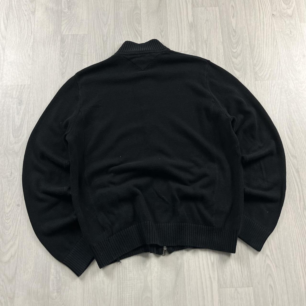 VINTAGE Y2K TOMMY HILFIGER ZIP KNITTED JUMPER BLACK (XL)