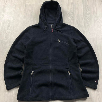 VINTAGE Y2K TOMMY HILFIGER ZIP FLEECE HOODIE BLACK