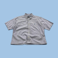 VINTAGE 00s RALPH LAUREN PLAIN CROPPED SHORT SLEEVE BUTTON UP SHIRT LILAC