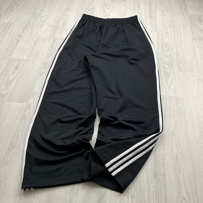 VINTAGE Y2K ADIDAS SIDE STRIPE BAGGY TRACKSUIT BOTTOMS BLACK WHITE (L)