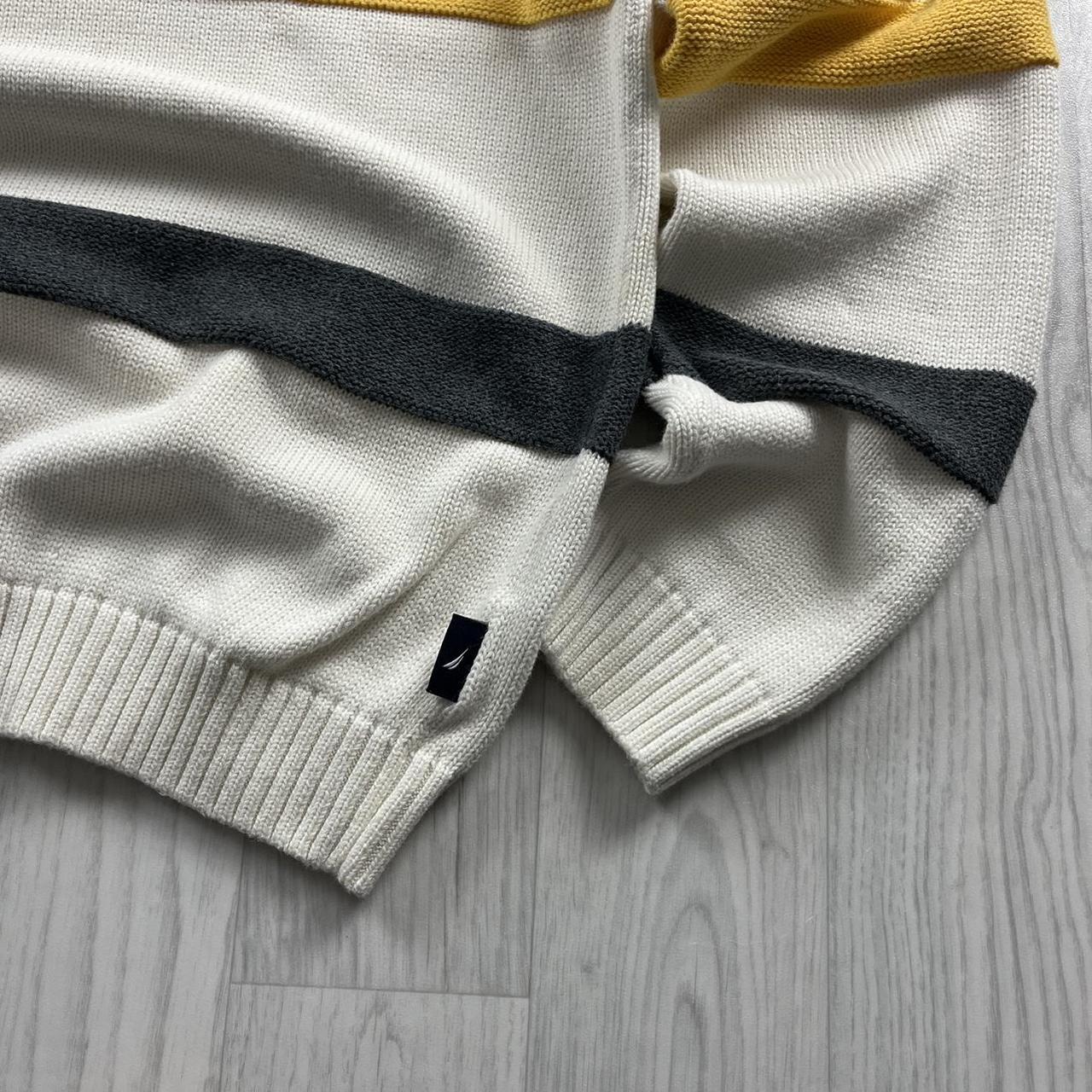 VINTAGE Y2K NAUTICA CHUNKY STRIPED KNITTED JUMPER CREAM