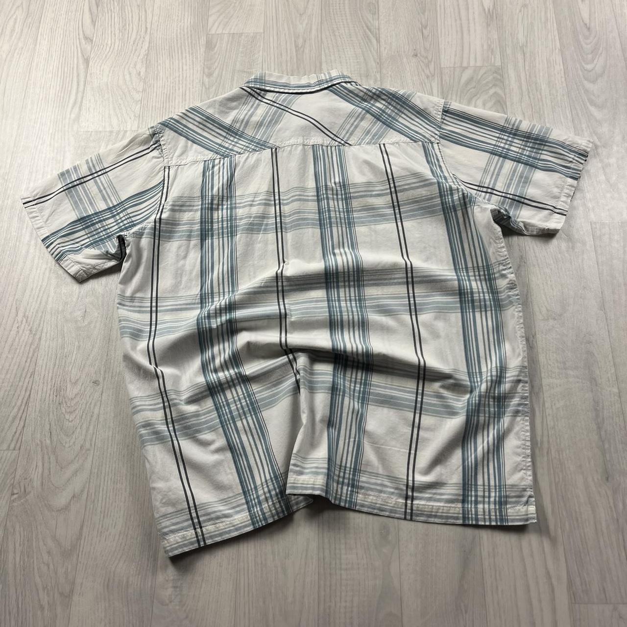 VINTAGE Y2K ANIMAL CHECKERED SHORT SLEEVE SHIRT WHITE BLUE