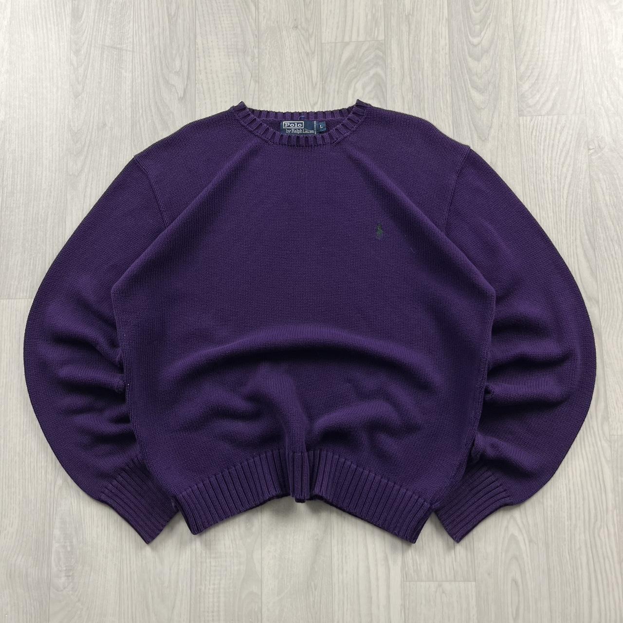 VINTAGE Y2K POLO RALPH LAUREN CHUNKY KNITTED JUMPER PURPLE