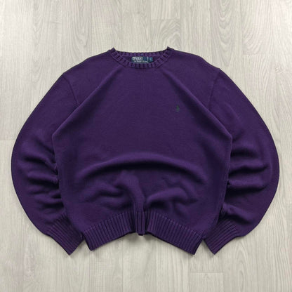 VINTAGE Y2K POLO RALPH LAUREN CHUNKY KNITTED JUMPER PURPLE
