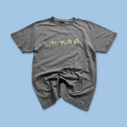 VINTAGE Y2K BILLABONG SPELL OUT GRAPHIC T SHIRT GREY