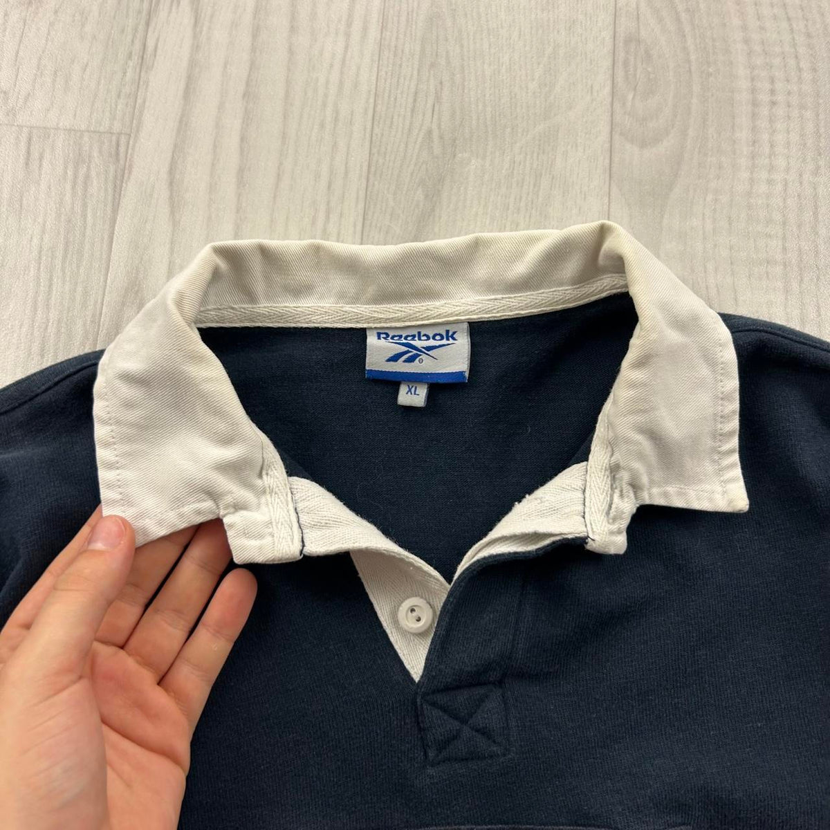 VINTAGE Y2K REEBOK LONG SLEEVE RUGBY POLO SHIRT NAVY