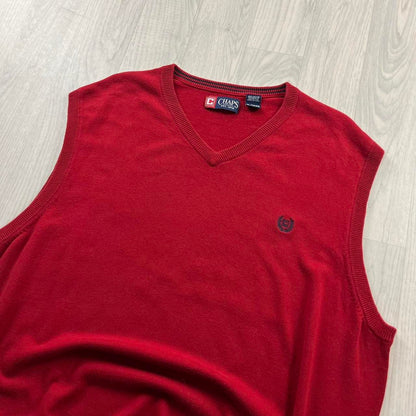 VINTAGE Y2K CHAPS KNITTED SWEATER VEST RED