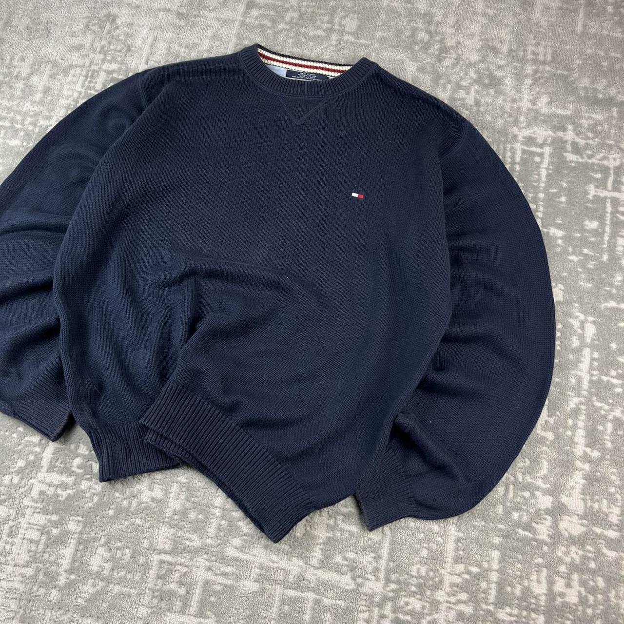 VINTAGE Y2K TOMMY HILFIGER CHUNKY ESSENTIAL KNITTED JUMPER NAVY