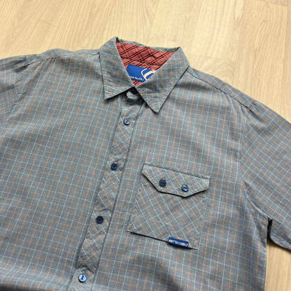 VINTAGE Y2K ANIMAL CHECKERED SHORT SLEEVE SHIRT BLUE