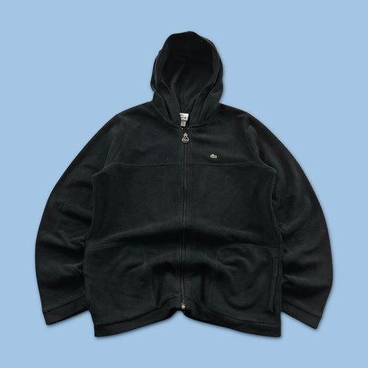 VINTAGE Y2K LACOSTE FLEECE ZIP HOODIE BLACK
