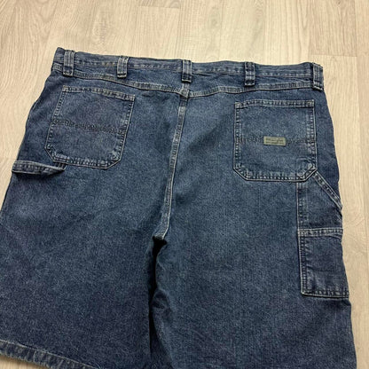 VINTAGE 00s WRANGLER BAGGY LOOSE CARPENTER JORTS BLUE