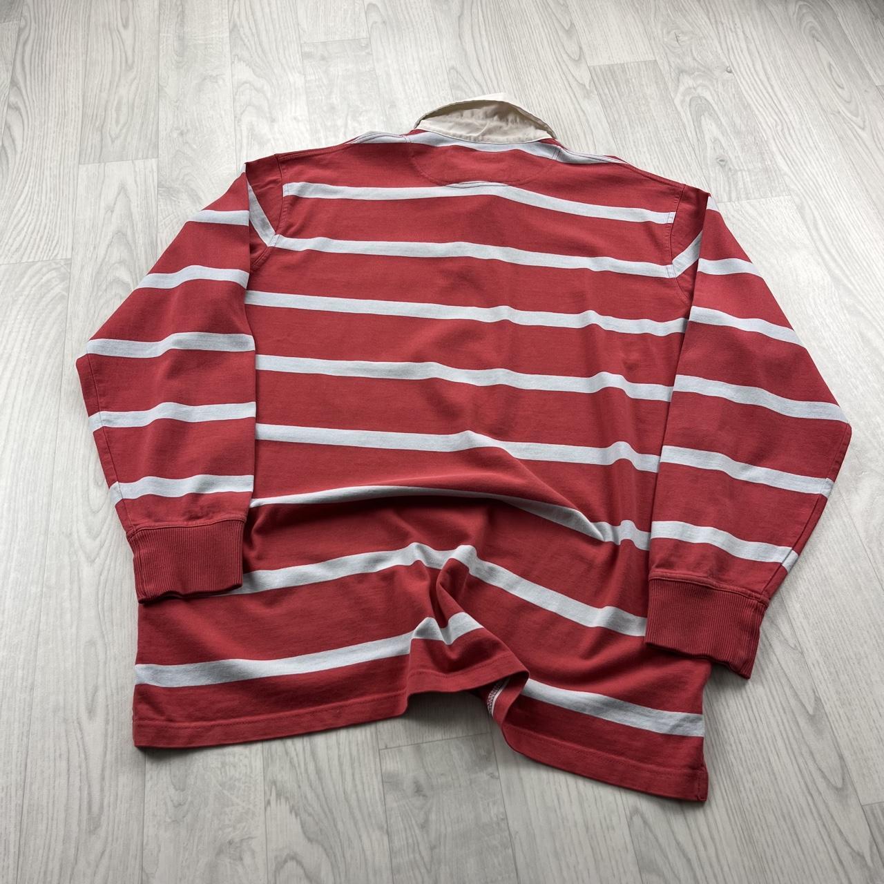 VINTAGE Y2K GAZMAN STRIPED LONG SLEEVE RUGBY POLO SHIRT RED