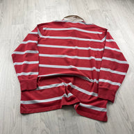 VINTAGE Y2K GAZMAN STRIPED LONG SLEEVE RUGBY POLO SHIRT RED