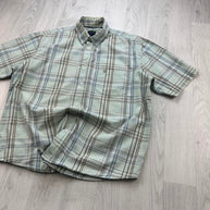 VINTAGE 00s JAMES PRINGLE CHECKERED SHORT SLEEVE BUTTON UP SHIRT LIGHT BLUE