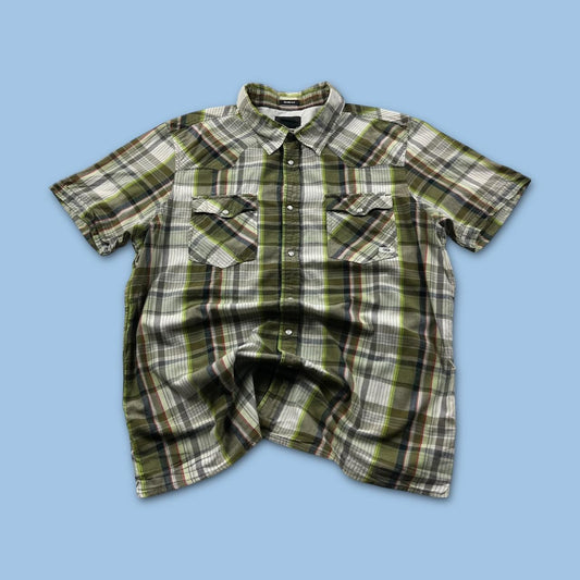 VINTAGE Y2K OAKLEY CHECKERED SHORT SLEEVE SHIRT GREEN