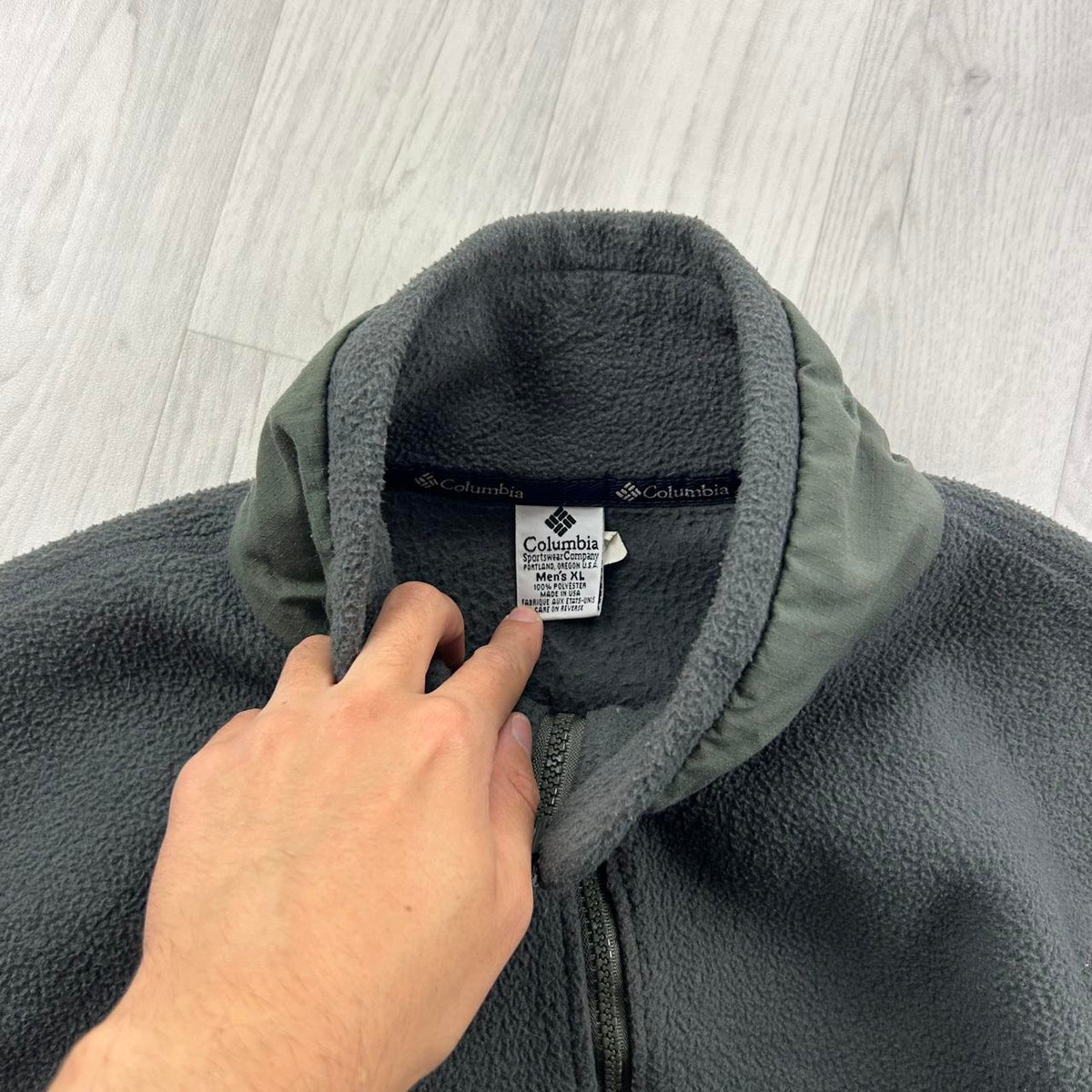 VINTAGE 90s COLUMBIA ZIP UP FLEECE JACKET KHAKI GREEN