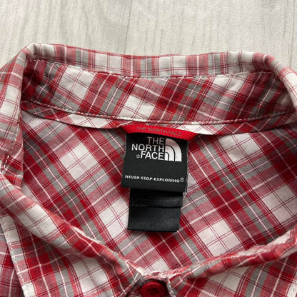 VINTAGE Y2K THE NORTH FACE CHECKERED SHORT SLEEVE BUTTON UP SHIRT RED