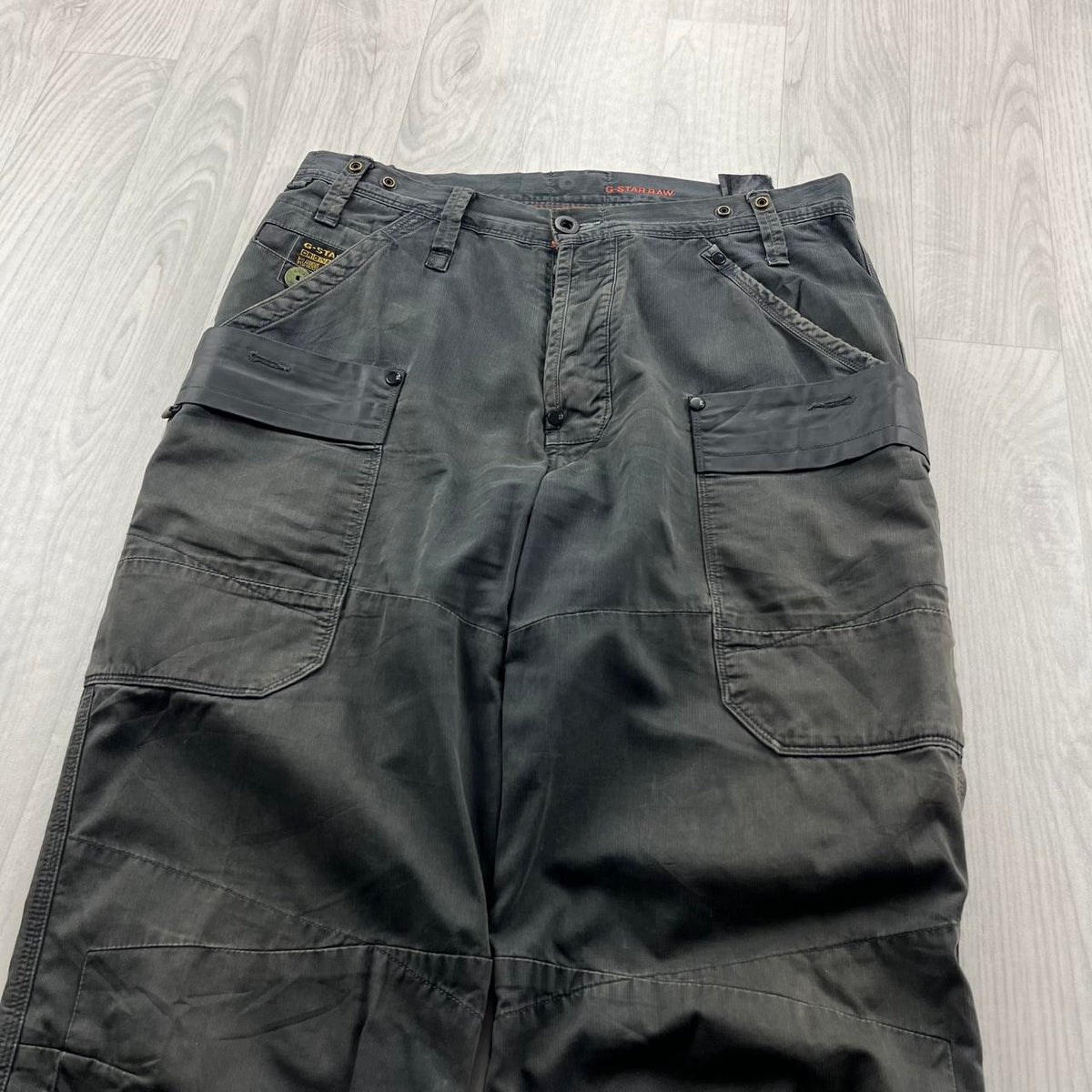VINTAGE Y2K G STAR BAGGY UTILITY JEANS FADED BLACK