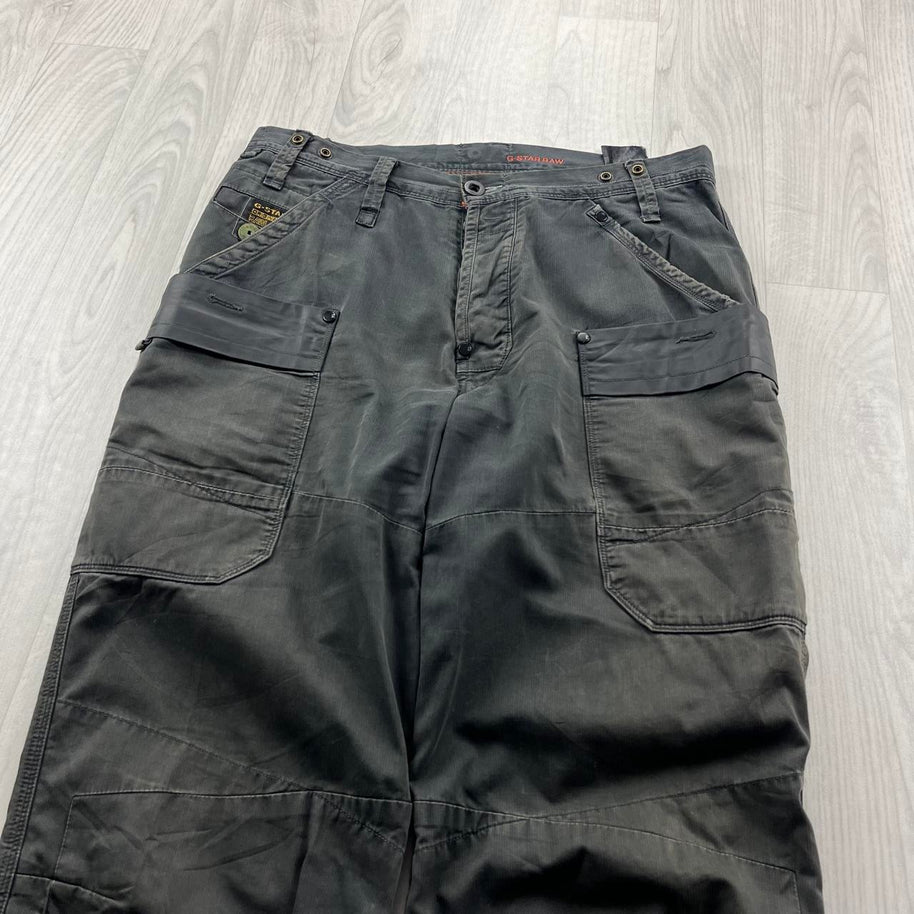 VINTAGE Y2K G STAR BAGGY UTILITY JEANS FADED BLACK