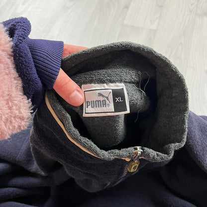 VINTAGE Y2K PUMA QUARTER ZIP TECHNICAL FLEECE SWEATSHIRT NAVY