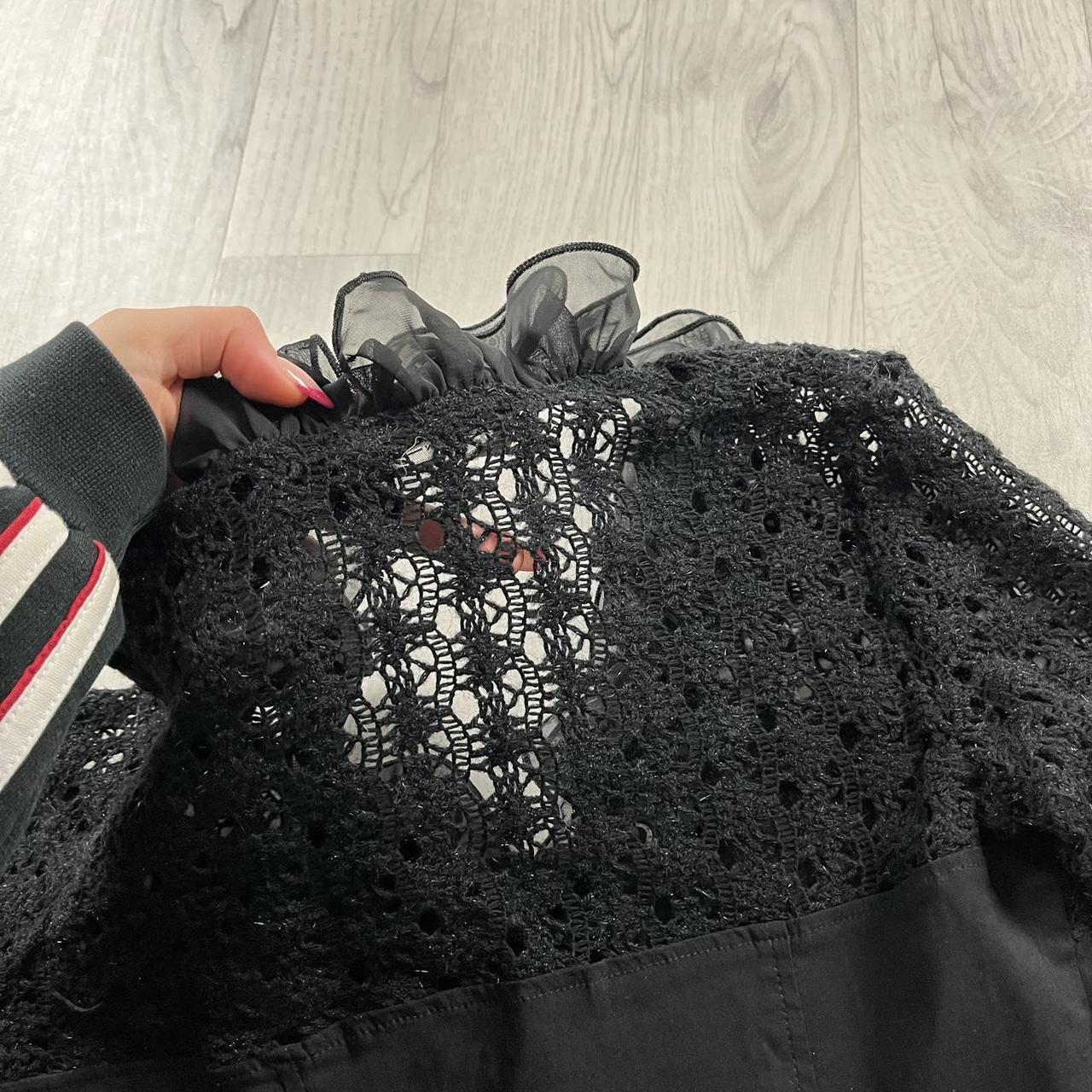 VINTAGE Y2K LONG SLEEVE CROTCHET CORSET RUFFLE TOP BLACK