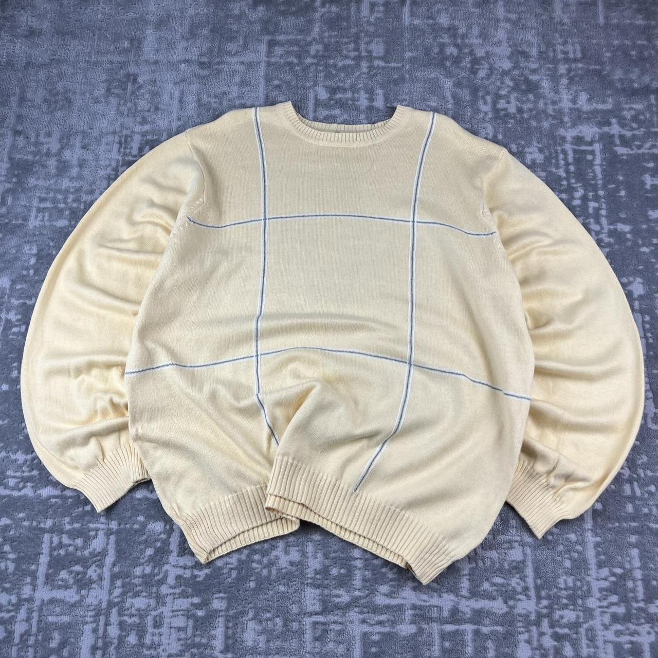 VINTAGE Y2K IZOD PLAID PATTERN CHUNKY ESSENTIAL KNITTED JUMPER YELLOW